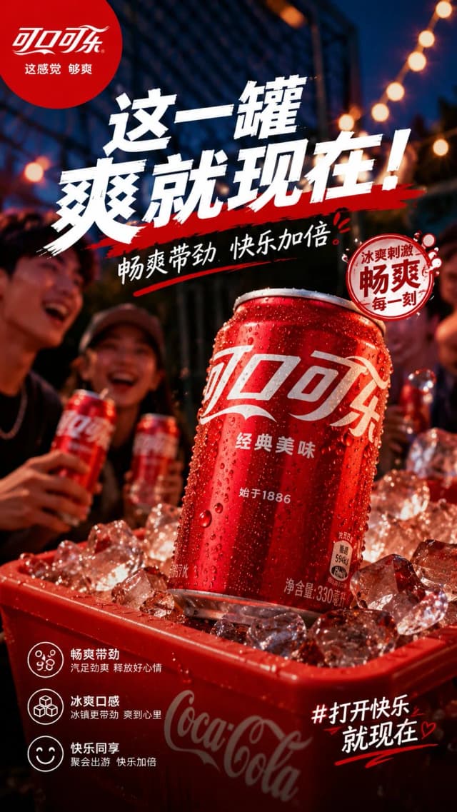 可口可乐百事雪碧品牌 KV 对比