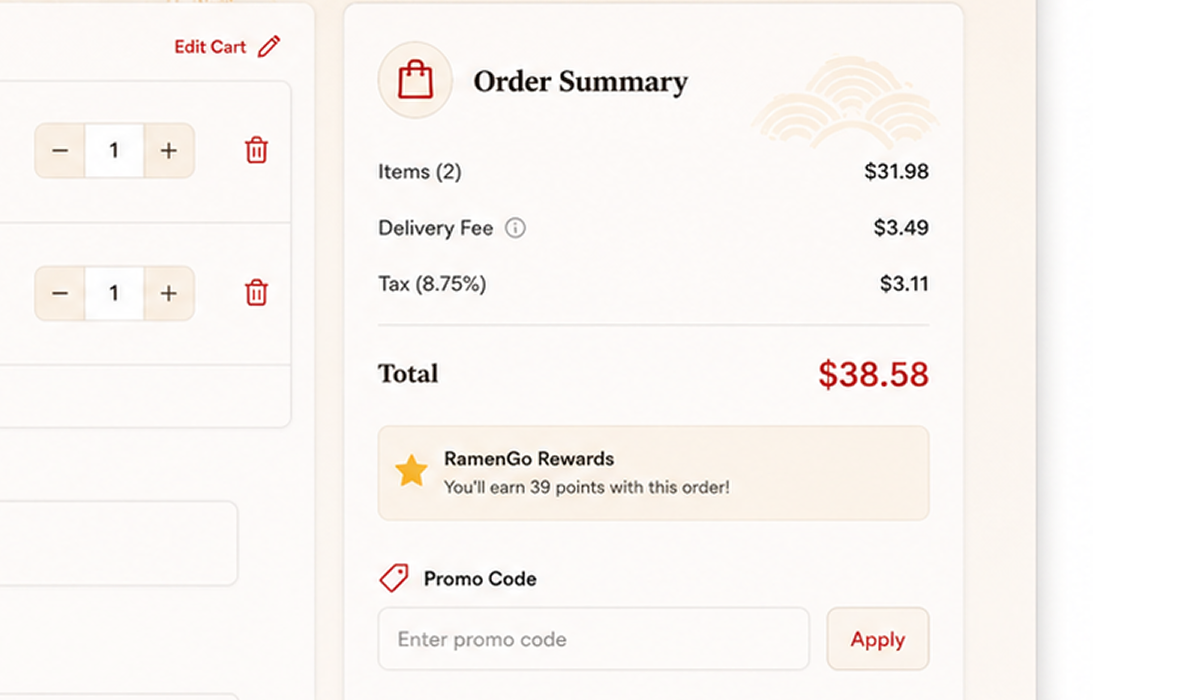 RAMENYA Mobile App Ordering Preview